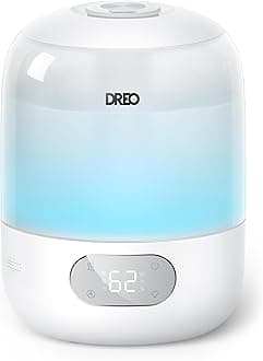 Humidifiers for Bedroom, 3L Top Fill 30H & 26dB Quiet Runtime for Large Room, Cool Mist Ultrasonic Humidifier with Humidity Sensor, Night Light for Home, Baby, Nursery, Plants, 360° Nozzle, White