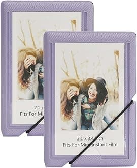 Mini Instant Film Polaroid Photo Album Book For 3 Inch Fujifilm Instax Mini 12 11 9 99 8 7+ 40 EVO Camera Film, HP Sprocket, K-pop Photocards (Antique Violet, 2 Pack)