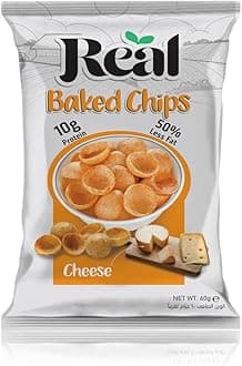 Real Chips - Cheese Baked Chips – Crispy & Cheesy High-Protein Snack, 60g Pack, No Preservatives, Crunchy & Flavorful