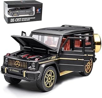 Exquisite car Model 1/24 Benz G63 AMG Model Car, Zinc Alloy Pull Back Toy car with Sound and Light for Kids Boy Girl Gift (Black)
