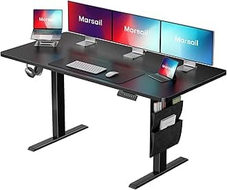 Marsail Standing Desks 55"x24" Adjustable Height Home Office Desks,Electric Standing Desk with Storage Bag,Stand up Desks for Study,Writing,Work Computer Desks 4 Memory Preset with Headphone Hook