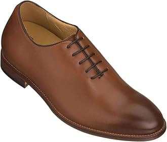 TOTO Men's Invisible Height Increasing Elevator Shoes - Brown Premium Leather Lace-up Formal Oxfords - 2.6 Inches Taller - S3002 - Size 12 D(M) US