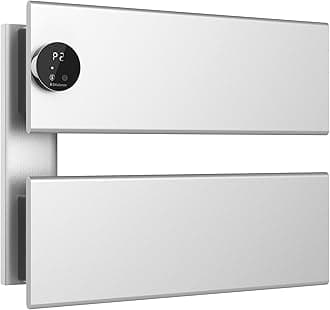 K&KALONZO Electric Towel Warmer, 18.35" W x 14.6" H Wall-Mounted Towel Heater with Built-in Timer, Waterproof Aluminum Towel Warmer for Bathroom, Support Plug-in and Hardwired, Silver, K2-L-S