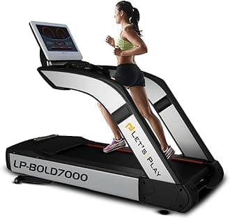 Let's Play LP-BOLD7000 Commercial Treadmill for Gym and Home use| 8HP Peak AC Motor with Japanese Technology | 20 Level Auto Incline Running Machine | Top Speed 20km/hr | Max User Weight 200Kg.