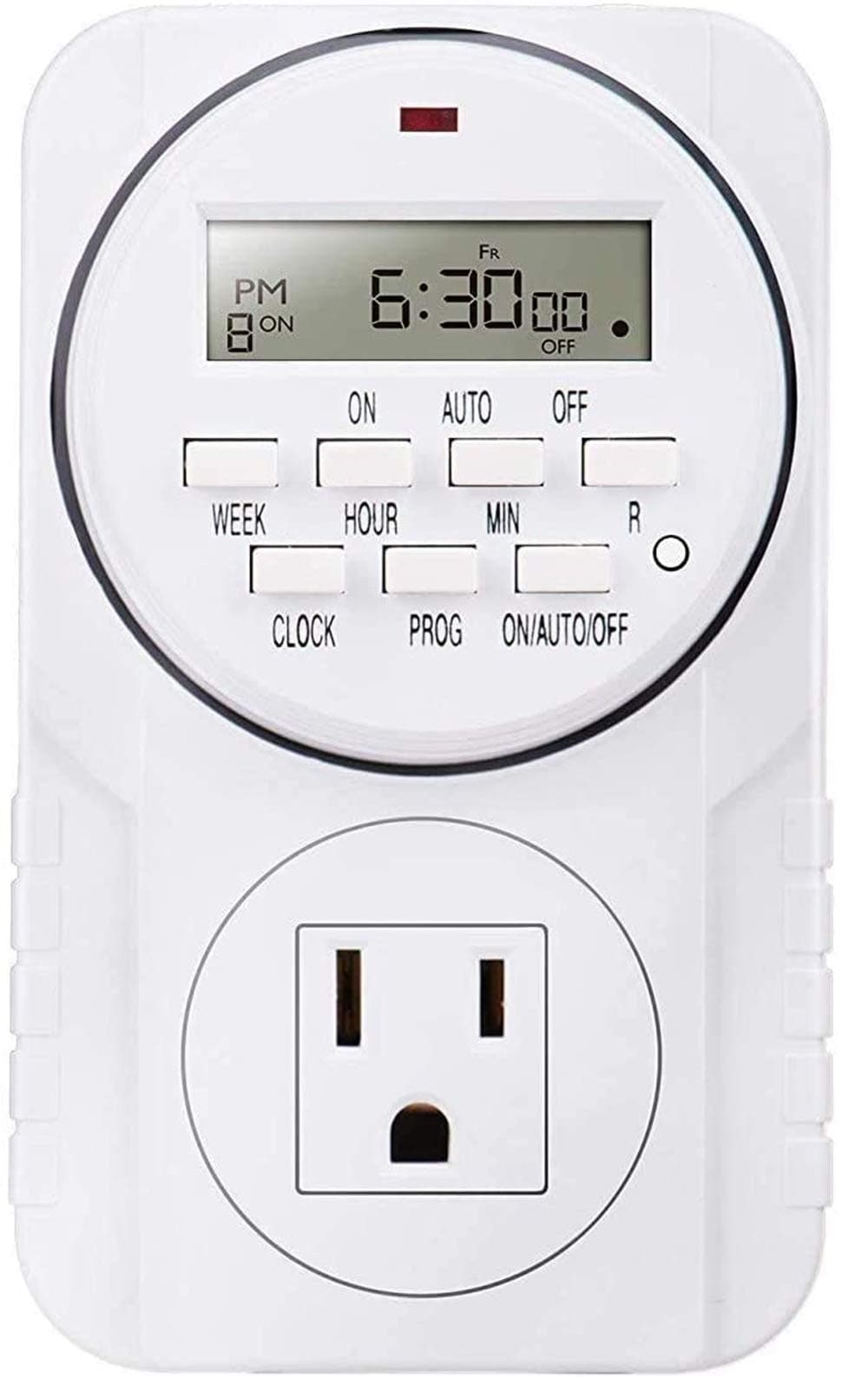 Smart Digital Programmable Outlet Timer 7 Day Heavy Duty, LCD Display for Lights Lamps, Set Up to 8 On/Off Programs for Plug in Electrical Outlets,UL Listed &Grounded 3-Pin Plug,Multi-Purpose,1 Pack