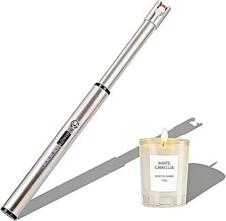 Electric Candle Lighter Windproof USB Rechargeable Flameless Long Neck Lighter for Candles Gas Stove Fireplace BBQ Kitchen Grills (Stainless Steel)