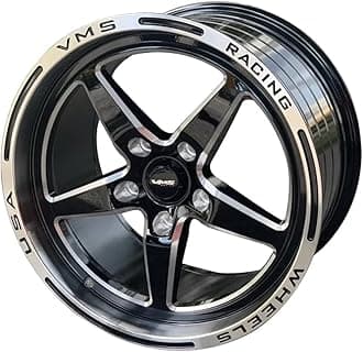VMS RACING Wheel Star 17X10 5X114.3 54 ET 73.1 CB Polished Lip Black Milled Finish