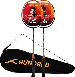 HUNDRED Powertek 100 (Set of 2) Badminton Racquet with Full Cover