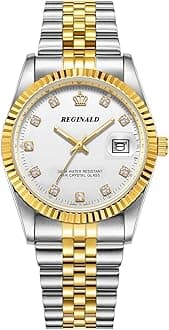 ReginaldWatches for Women Fashion Watch Luminous Hands Sapphire Stainless Steel Quartz Rome Dial Gold Watches