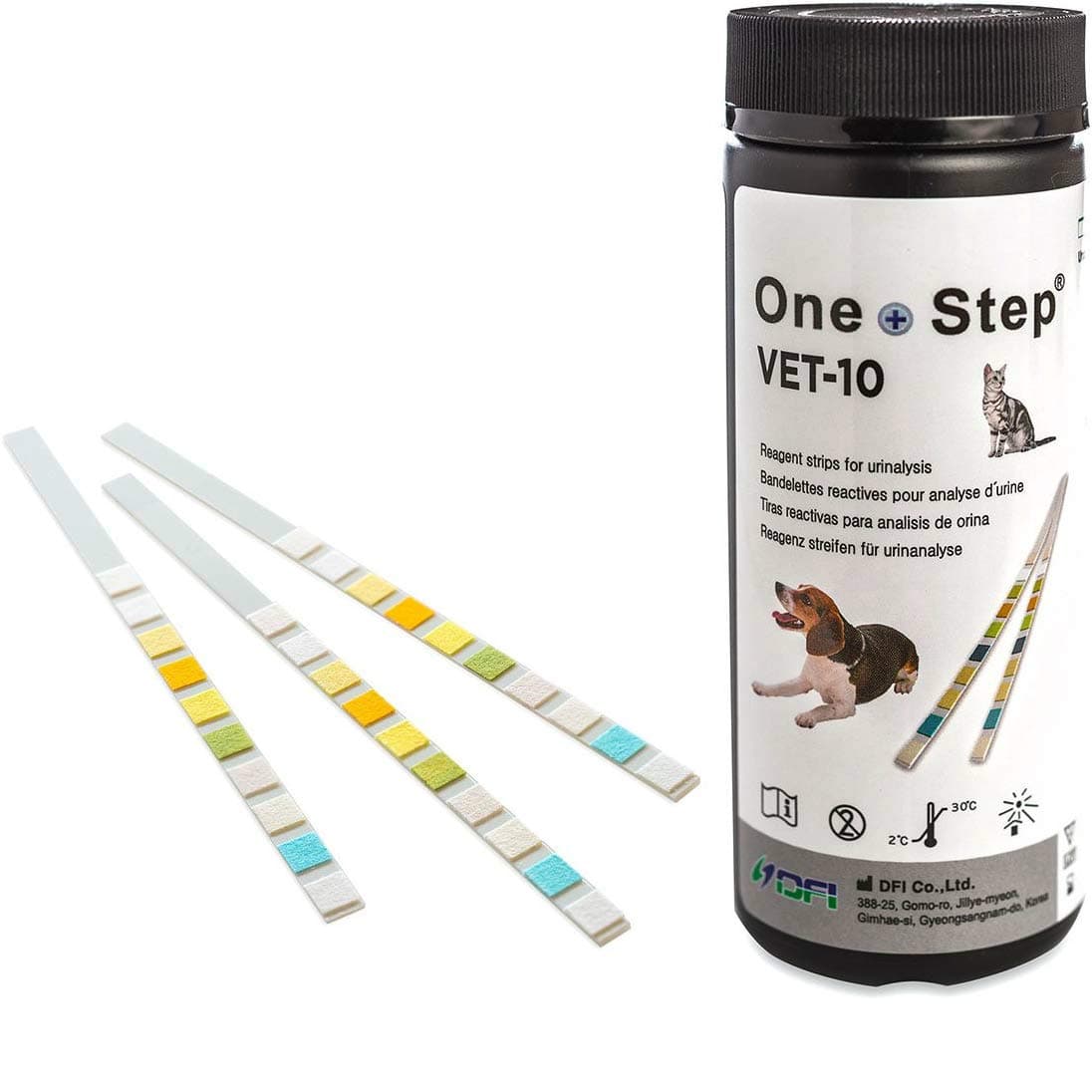 One Step Pet Urine Testing Strips, 100 x 10 Parameter Urinalysis Tests for Dogs, Cats, Vets, Accurate Testing for Veterinarians, Detects UTI, Diabetes, Bladder, Kidney, Liver, SG, pH, Glucose