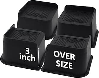 HANIHUA 4 Pack Bed Risers 3 inch Heavy Duty, Oversized Furniture Risers, Black Bed Lifts Risers for Table, Sofa, Chair, Couch, Desk, Bed Frame Risers Supports Up to 6,500 Lbs