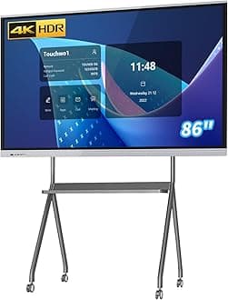 - 86" Touchscreen Monitor Smart Board, 4K Interactive Presentation Electronic Whiteboard with Android 13, Digital Signage Display for Office, Classroom,RAM 4GB+ ROM 32GB
