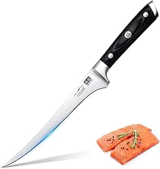 Fillet Knife 7 Inch- Edge Deboning Fish and Meat Boning Knife, Professional Super Sharp Fish Knives Made of German Stainless Steel Boning Knives with Full Tang Handle