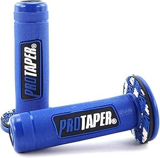 PROTAPER Motorcycle Handle Grips, 7/8 inch, Non-Slip Dirt Bike Handlebar Grips, Black and Red (Blue, 7/8'' Left +1'' Right)