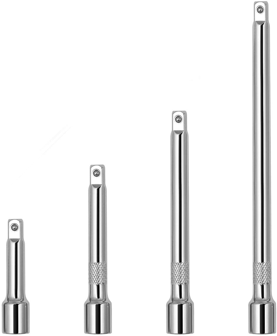 SEDY Socket Extension Set, 4Pcs Drive Socket Quarter Inch Extension Bar Set (4-Pieces Includes 2"/50mm, 3"/75mm, 4"/100mm, 6"/150mm) CR-V