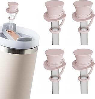 4Pcs Cream Magician Hat Straw Cover Cap for Stanley Cup 40oz/30oz Tumbler, 10mm Reusable Cute Drinking Straw Topper Accessories, Portable Protector Plugs Decorations Gifts for Kids Party Favors
