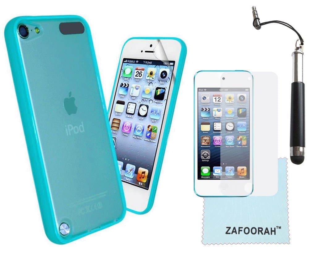 iPod Touch 5th 6th Generation Case, iPod Touch 5/6 Case Genuine ZAFOORAH Translucent Hard Bumper with 3 Bonus items Stylus, Screen Protector, Microfiber Cloth (Turquoise)