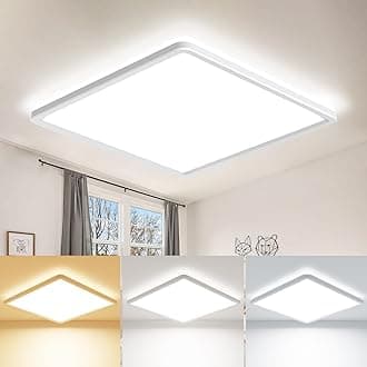 zemty 22CM LED Ceiling Lights, 3000K/4000K/6500K Waterproof Bathroom Light, 18W 1950LM Modern Square Flush Ceiling Lighting Fixture for Kitchen Hallway Bedroom Office Porch Garage