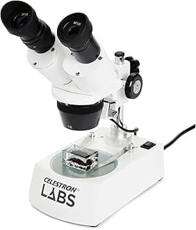 Celestron Labs – Binocular Stereo Microscope – 20-60x Magnification – Upper and Lower LED Illumination – Includes 10 Prepared Slides