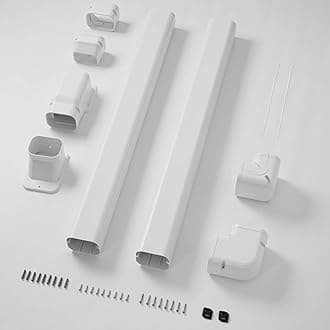 Della 3" 7.5 Ft Mini Split Line Set Cover, Decorative PVC Lineset Cover Kit, Paintable for Mini Split Air Conditioner, HAVC & Heat Pumps Systems Tubing Cover, White