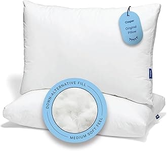 Sleep Original Pillow 2-Pack, Standard Size – Medium Soft Feel, Down-Alternative Fill, Supports Side, Back & Stomach Sleepers, Neck Pain Relief, Machine Washable