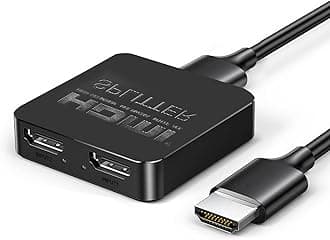 HDMI Splitter 1 in 2 out 4K, HDMI Splitter for Dual Monitors, HDMI Splitter 1 to 2 Amplifier Supports Full HD 1080P 3D, for Xbox, PS4 PS3 Fire Stick Blu Ray Apple TV