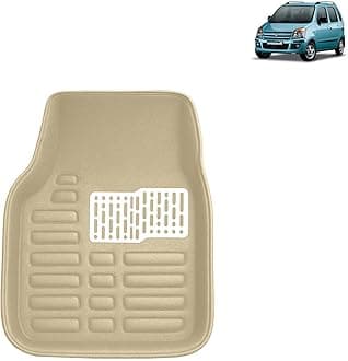 Kingsway Accessories Premium 4D Car Floor Mats Only Compatible with Maruti Suzuki Wagon R Year 2003 to 2010 All Model, Set of 3 Pcs, 100% Waterproof Tray Shape PVC 4D Car Foot Mats, Beige