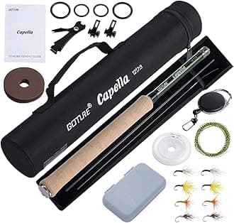 Goture 12FT/3.6M Tenkara Rod Kit 30T Carbon Fiber Telescopic Fly Fishing Rod Combo Set A (Cork Grips)