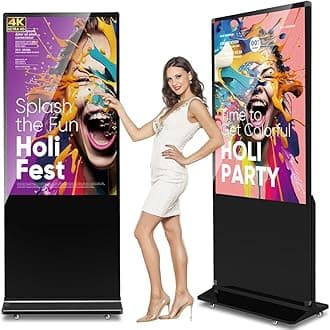 55-inch Digital Signage Display, 4K 2160P LCD Touchscreen Indoor Floor Standing Digital Kiosk, Auto Media Player Advertising Display Poster with Android OS Remote Control, HDMI/WiFi/USB