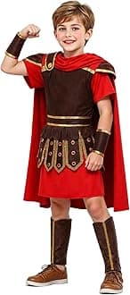 Kids Warrior Costume Boys Roman Soldier Gladiator Costume Medieval Knight Costume for Halloween Party Dress Up