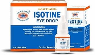 Jagat Pharma Isotine Eye Drop Palash Apamarg with 8 herbs |For Digital Screen Strain Redness Irritation Eye Pain Increased Screen Time Pollution|1 Box (10ml X 6 eye drops)
