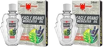 1 Pack - White Twin Essential Medicated Oil - 2 Chai Dau Con O Trang - 24 mL per Bottle with 2 Bottles per Order - Made in Singapore