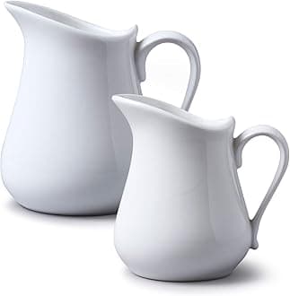 Wm Bartleet & Sons, Porcelain Set of 2 Traditional Jugs (450 ml, 3/4 pint) - (300 ml, ½ pint) - White