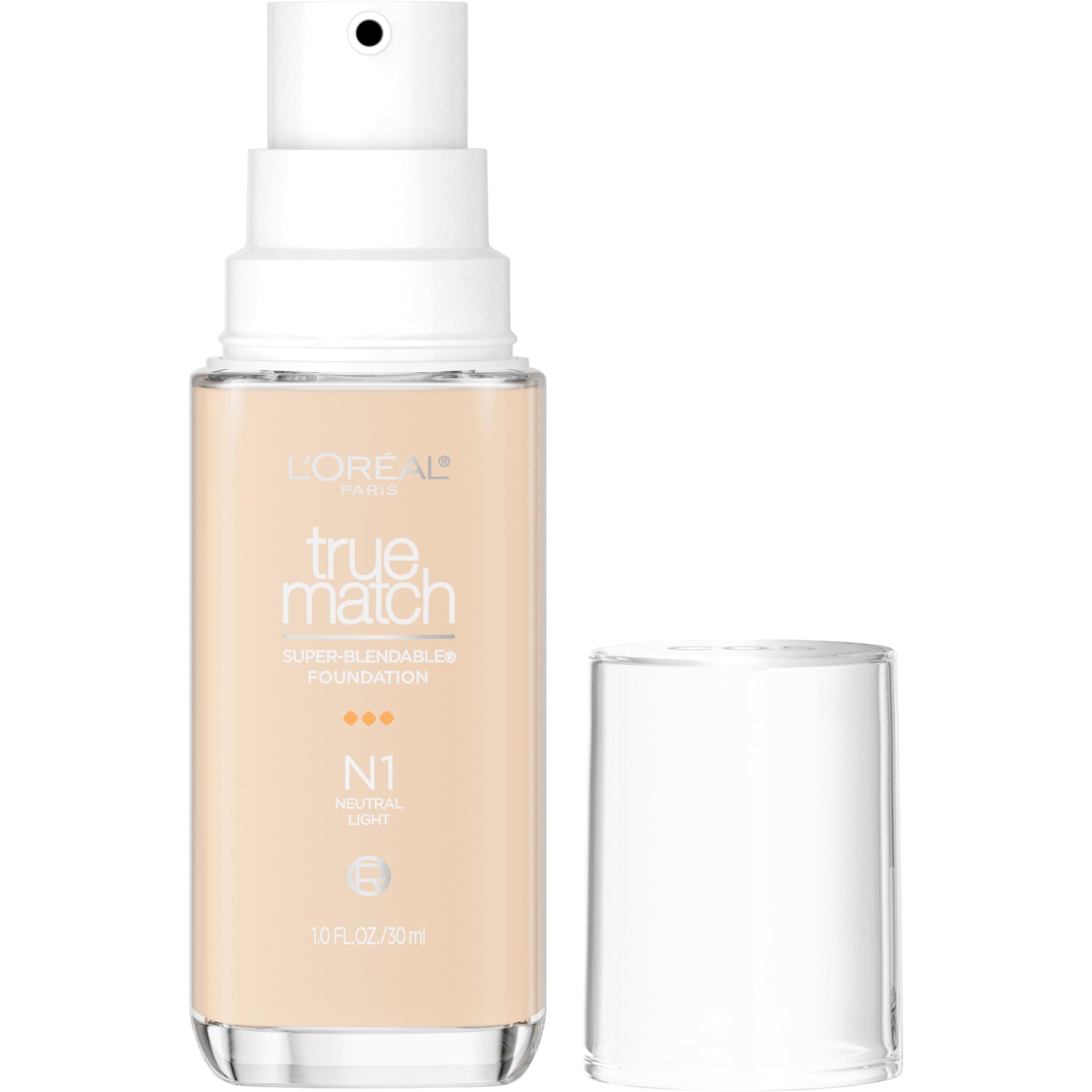 True Match Super-Blendable Foundation, Medium Coverage Liquid Foundation Makeup, N1, Light, 1 Fl Oz