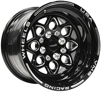 VMS Racing Wheels Rocket Black Lip Milling Drag Racing Rim Wheel 15x8 4X100/4X114 ET20