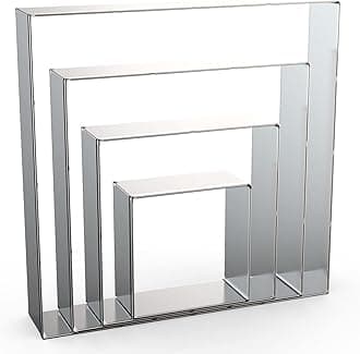 Square Cookie Cutter Set Large - 5 Inch, 4 Inch, 3 Inch, 2 Inch - Geometric Frame Plaque Cookie Cutters Shapes Biscuit Molds - Stainless Steel