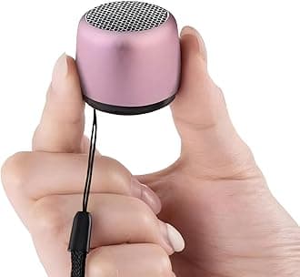 Best Mini Portable Bluetooth Speaker with HD Sound & Bass I Smallest Wireless Bluetooth Speakers for Phone/PC/Tablet I Photo Selfie Button Answer Phone Calls I Cute Tiny Speaker (Rose Gold)