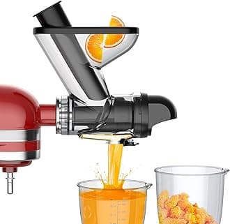 Masticating Juicer Attachment for KitchenAid Stand Mixer, Cold Pressed Juicer Machine, Slow Juicer Attachment with Dual Feed Chute and Pusher