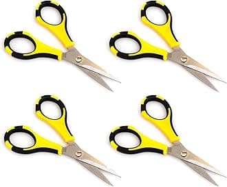 EK Tools Cutter Bee Scissors, 4 pack, Black and Yellow, Multi Pack Scissors for Fabric, Embroidery, Crafting, Herbs, Gardening, Office, Home, and All Purpose