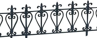 MyGardenThe louvre Border Fence Set | Cast iron Effect | Flexible Polypropylene Border Fencing | Small Metal Garden Border Fence | 4 Pieces | 610 x 330 mm