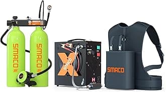 SMACO Mini Scuba Tank 2L Double Diving Tank Reusable Small Pony Bottle for Underwater Exploration Portable Twin 2L Lung Air Tank Diving Cylinder for Emergency Rescue Swimming Pool Cleaning S700 Max