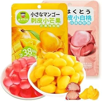 Mango Peelable Candy62g/bag,white peach Peeling Fruit Fudge, 50% Juice Content gummy candy,Peeling Gummy Candy,Healthy Desserts,Wedding Candies,Sweets,Instant fruit Snacks (mango,10bag)