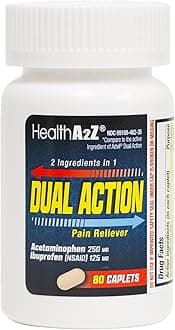 HealthA2Z® Dual Action Pain Relief | Acetaminophen 250mg & Ibuprofen 125mg (NSAID) | Two Medicines for Headache, Fever & Backache Relief | Pain Reliever & Fever Reducer | 80 Caplets