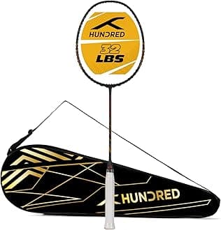 HUNDREDROCK 88 Carbon Fibre Unstrung Badminton Racket with Full Racket Cover for Intermediate Players (82g, Maximum String Tension - 32lbs)