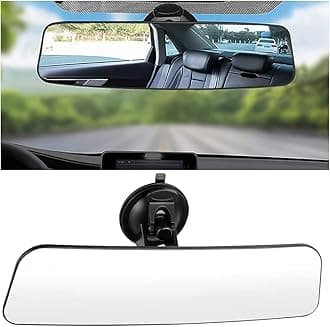 - Car Rear View Mirror with Suction Cup, Anti Glare Wide Angle HD Auto Inside Rearview Mirror, 360 Degrees Adjustable Reduce Blind Spots, Universal for Vehicle, Marine, Boat, Truck, SUV, Van