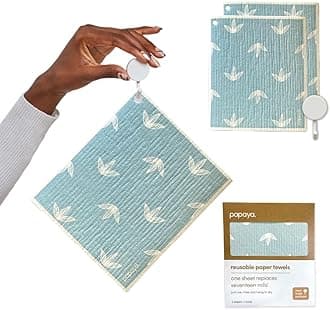Reusable Paper Towels, Premium Swedish Dishcloths with Hook, Non-Scratch Reusable Paper Towel, 1 Sheet Replaces 17 Rolls - 2 Sheets, 1 Hook
