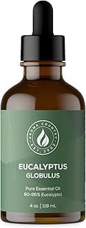 100% Pure Eucalyptus Essential Oil – Organic & Undiluted Diffuser Oil, Humidifier, Steam Room & Shower Aromatherapy – Natural, Therapeutic Grade Oil for Skin, Sauna, & Home (4 Fl. oz)