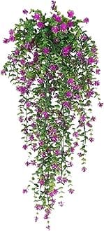 Lifelike Artificial Flowers Artificial Flower Decor Hanging Artificial Flower Vine Faux Drooping Floral Plants for Home Wedding Indoor Outdoor Garden Yard Decoration Purplish Red 1pc