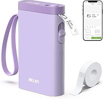 Nelko Label Maker Machine with Tape, P21 Bluetooth Label Printer, Wireless Mini Label Makers with Multiple Templates for School Office Home, Purple