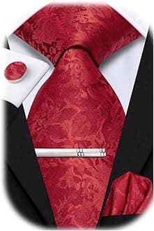 Hi-Tie Classic Mens Silk Ties Set 4 PCS Necktie Pocket Square Cufflinks Clip Pin Solid Strip Paisley Tie